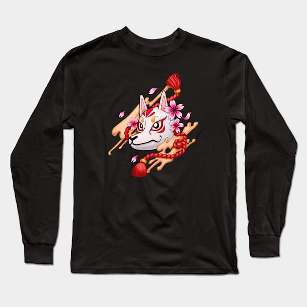 Kitsune Mask Long Sleeve T-Shirt by atrapasuenoz